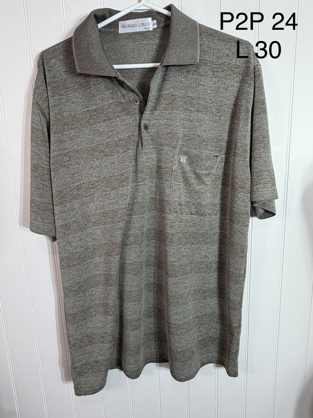 Sergio Louis Italy Knit Polo Shirt Men’s XL Taupe Pocket